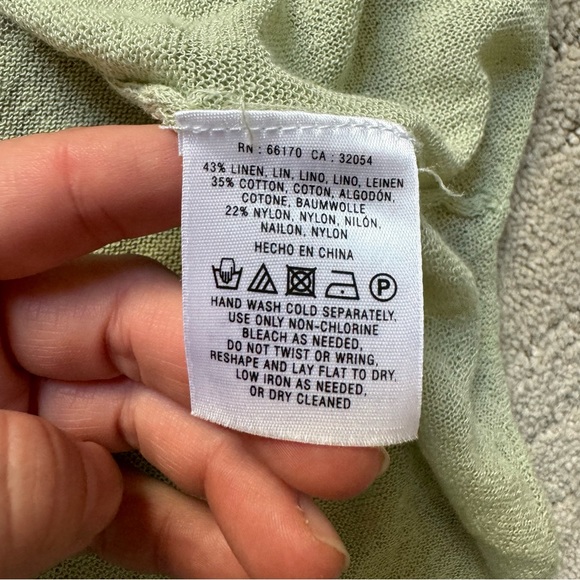 ✨ Anthropologie Moth Sage Green Linen Blend Striped Light Sweater - Picture 4 of 7